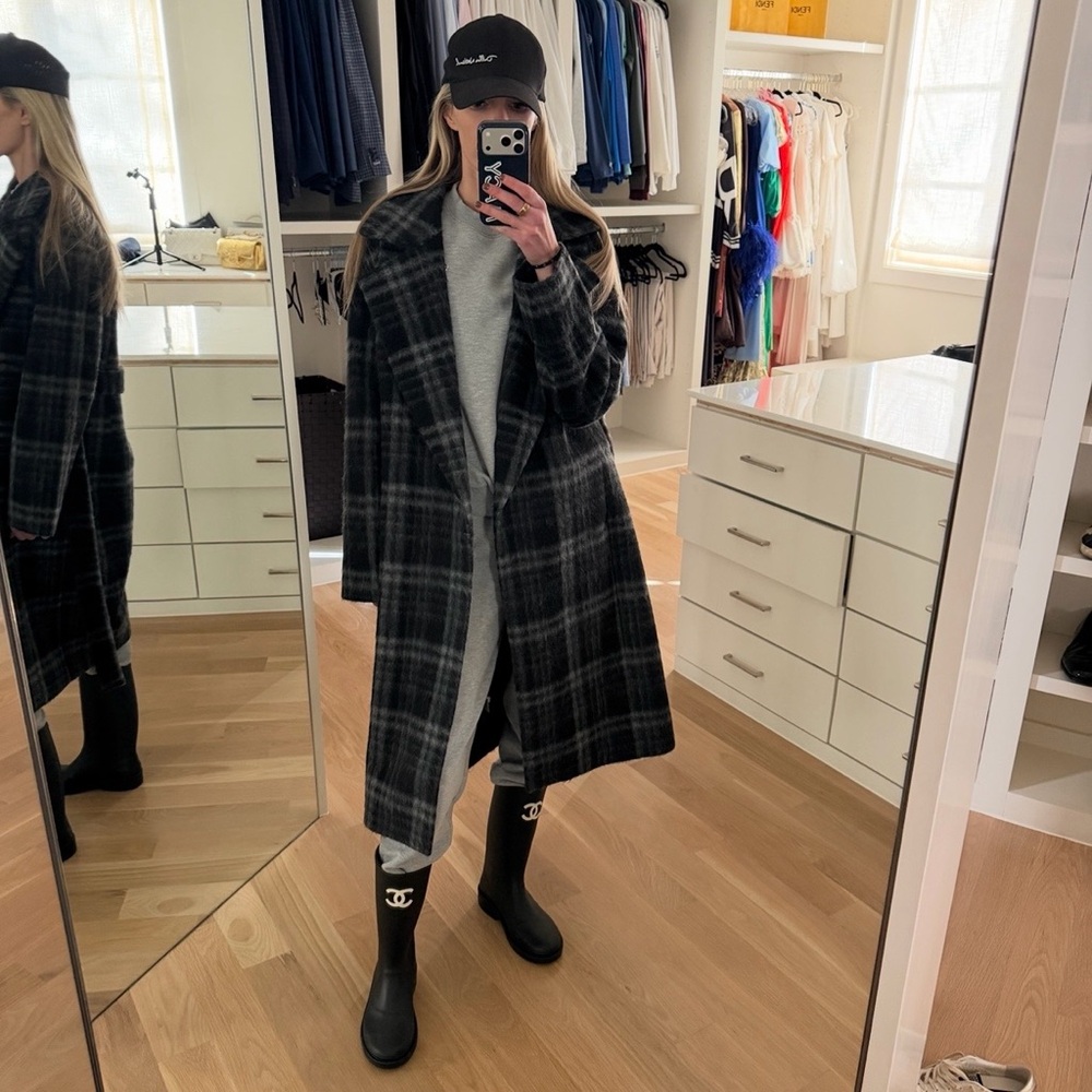 Plaid Long Coat XS new